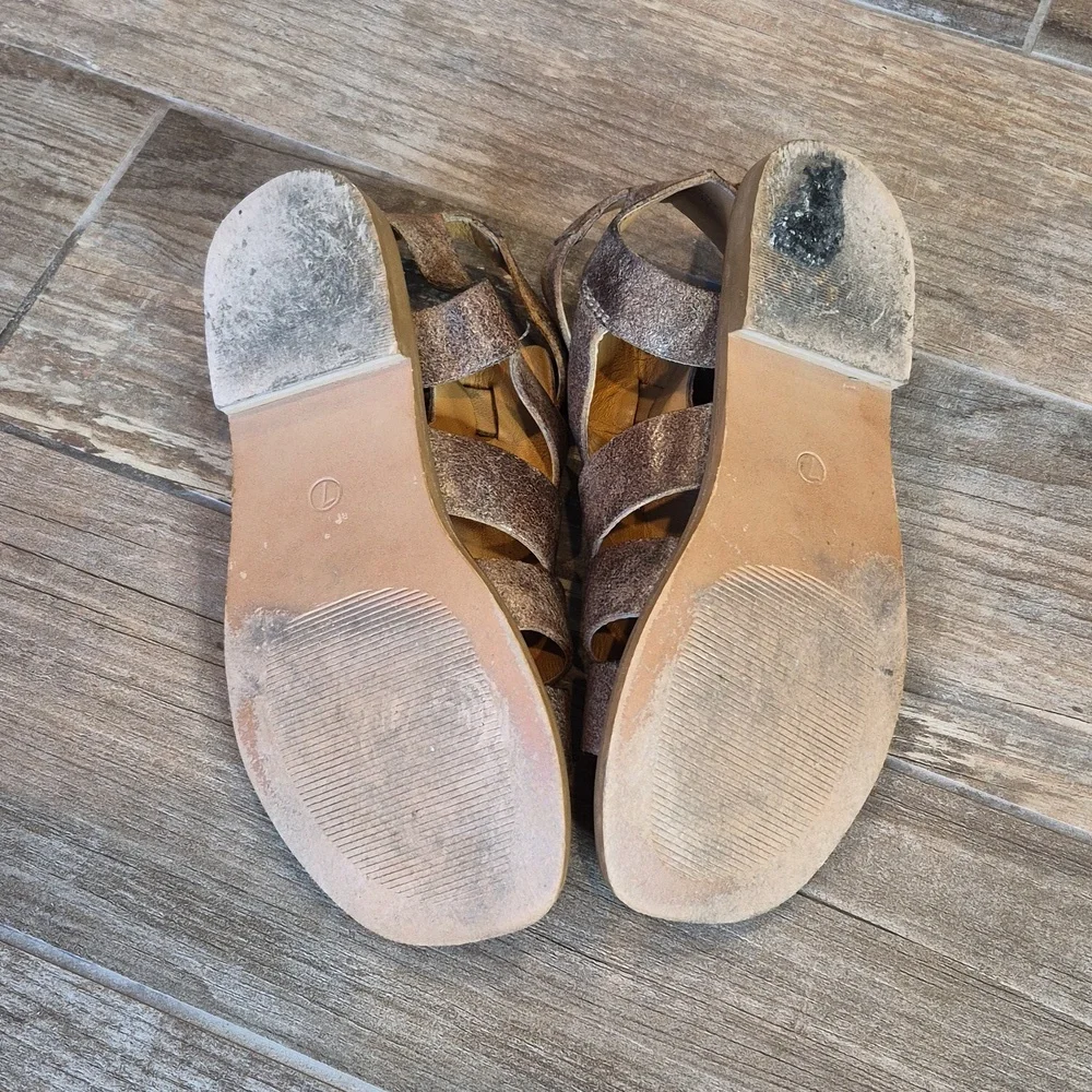 7/7.5 Diba True Genuine Leather Gladiator Sandals, Double Buckle Closure - Picture 9 of 13